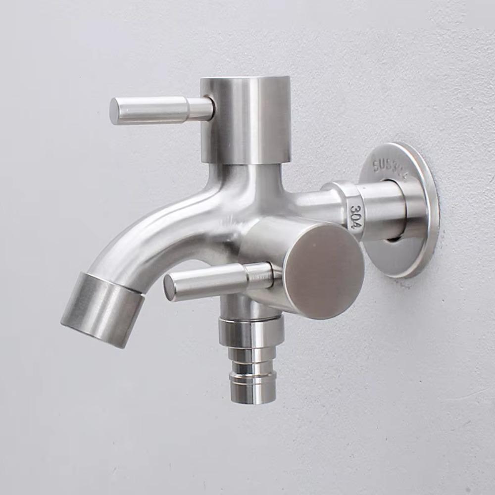 Antiseptic Double-outlet Garden Faucet Rust-proof Garden Water Tap Washing Machine Faucet  Bathroom