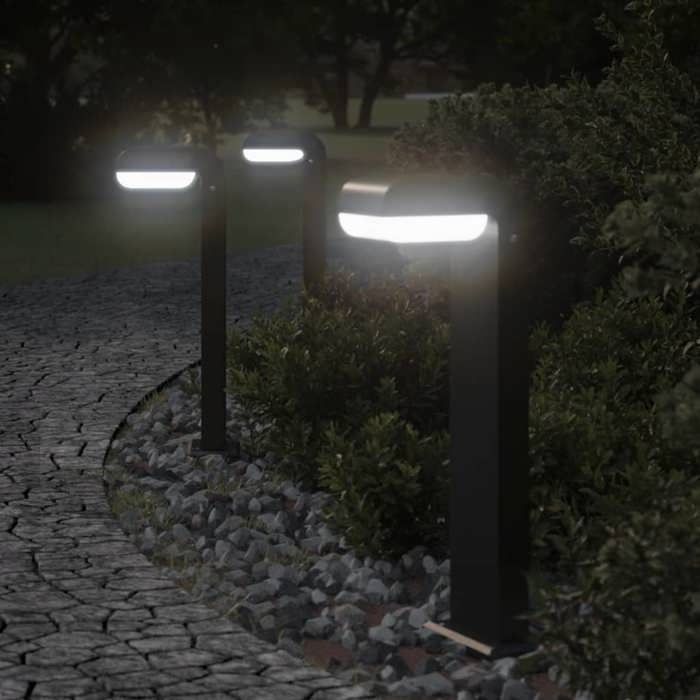 VidaXL Lampadaires d'extérieur 3pcs noir aluminium moulé sous pression, éclairage au sol d'extérieur, éclairage au sol de 4006339