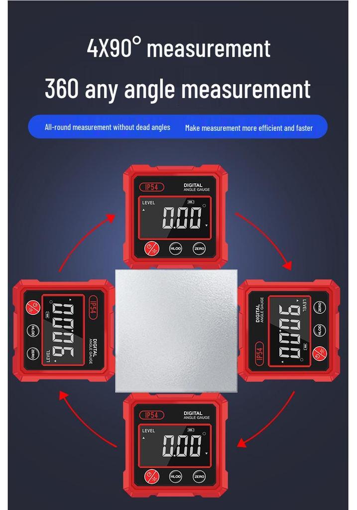 Digital Display Dual Laser Inclinometer with Four-Sided Magnet