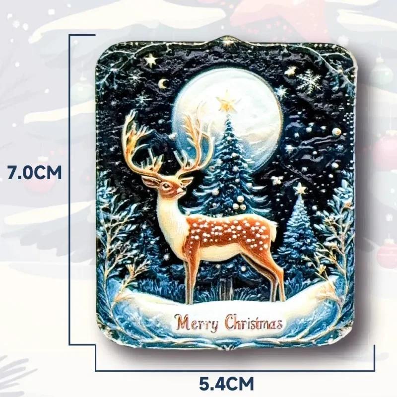 

Christmas Gifts Santa Claus Fridge Magnets Home Decoration Snowman Moose Elk Fridge Stickers Children Presents