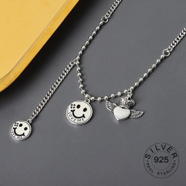 Echt 925 Sterling Zilver Elegante Holle Ketting Geometrische Hanger Ketting Fijne Sieraden Voor Vrouwen Bruiloftsfeest Bijoux black