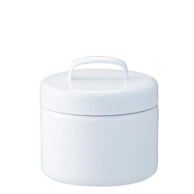 Nichi Nichi Tools Enamel Storage Container Round Canister with Inner Lid Made In Japan White S