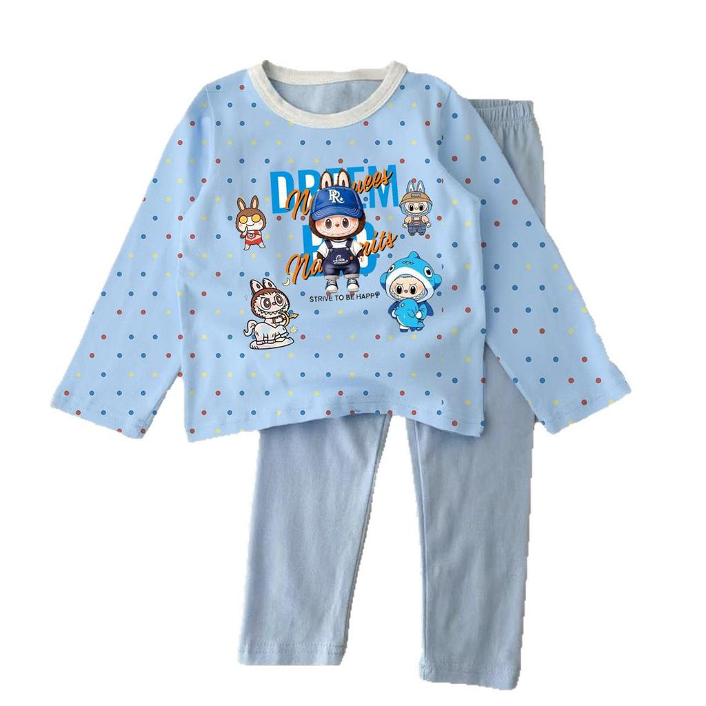 Cute Candy-Colored Kids' Fleece Pajama Set - Long Sleeve Autumn Wear for Boys & Girls