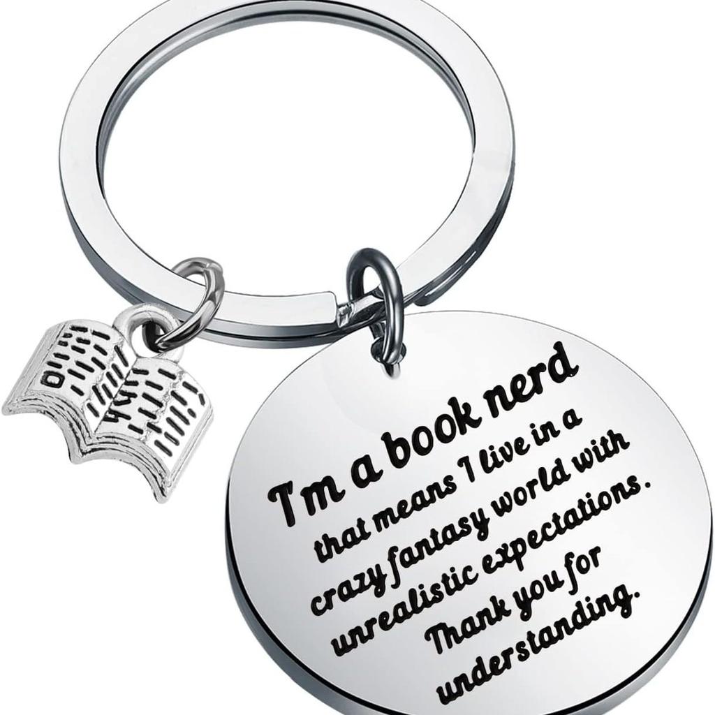 Reading Book Stainless Steel Keychain Book Lover Design Fashion Student Bag Pendant Practical Learning Gift