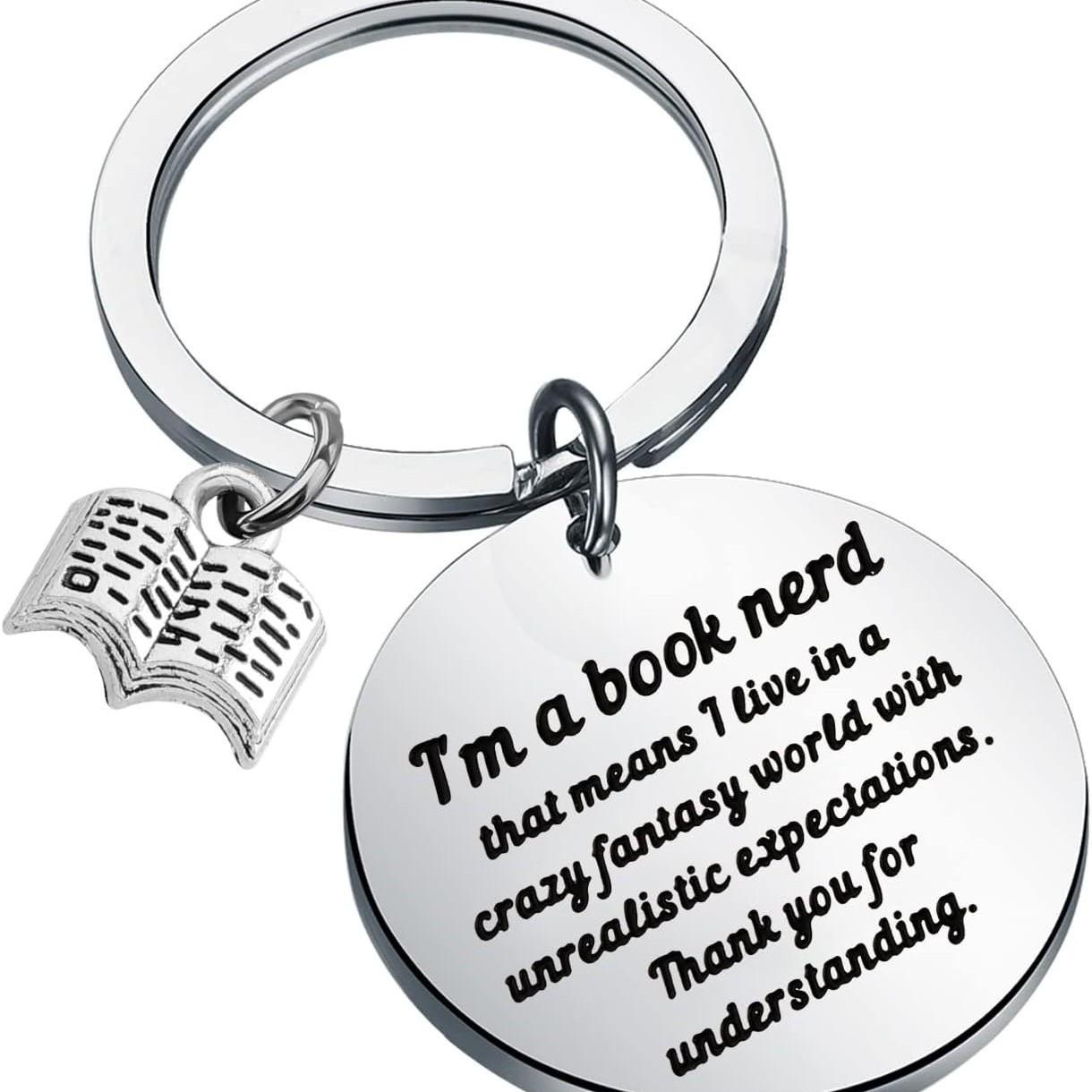 

Reading Book Stainless Steel Keychain Book Lover Design Fashion Student Bag Pendant Practical Learning Gift