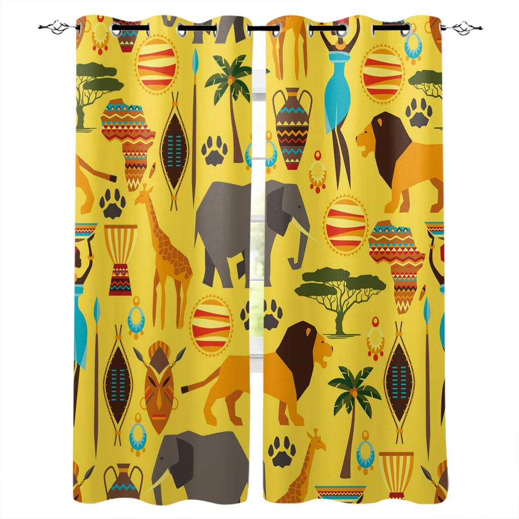 Fun Giraffe Animal White Blackout Curtains For Living Room Bedroom Window Treatment Blinds Drapes Kitchen Curtains