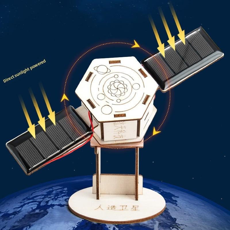 Funny Simulated Wooden Artificial Satellite Assembly Model Children Toy Set For Students