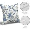 Chinoiserie Kissenbezüge Set aus 2 Stück Blau und Weiß Außen Bule Vögel Blumen Wurf 18x18 Zoll Baumwolle Quadratisch Kissenbezug
