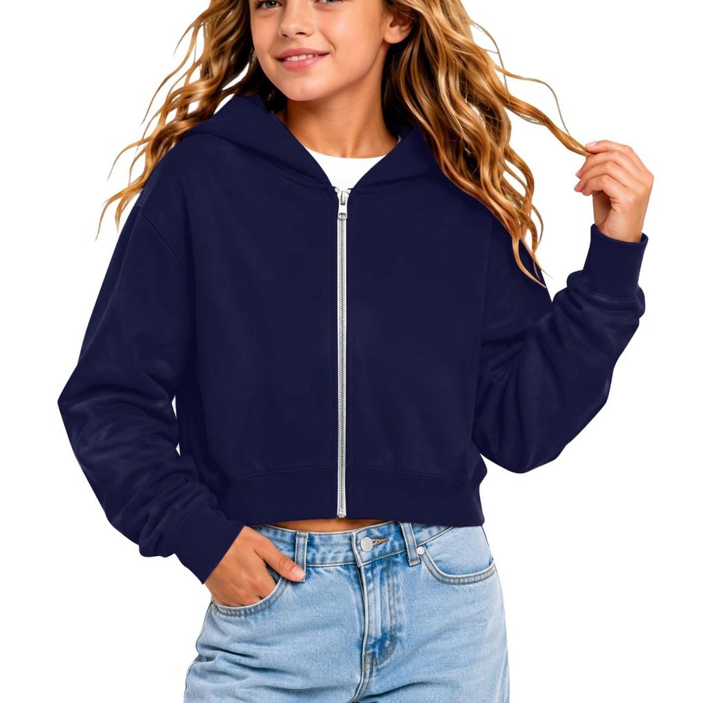 Kinder Farbiger Cropped Hoodie Lässige Jacke für Herbst Winter