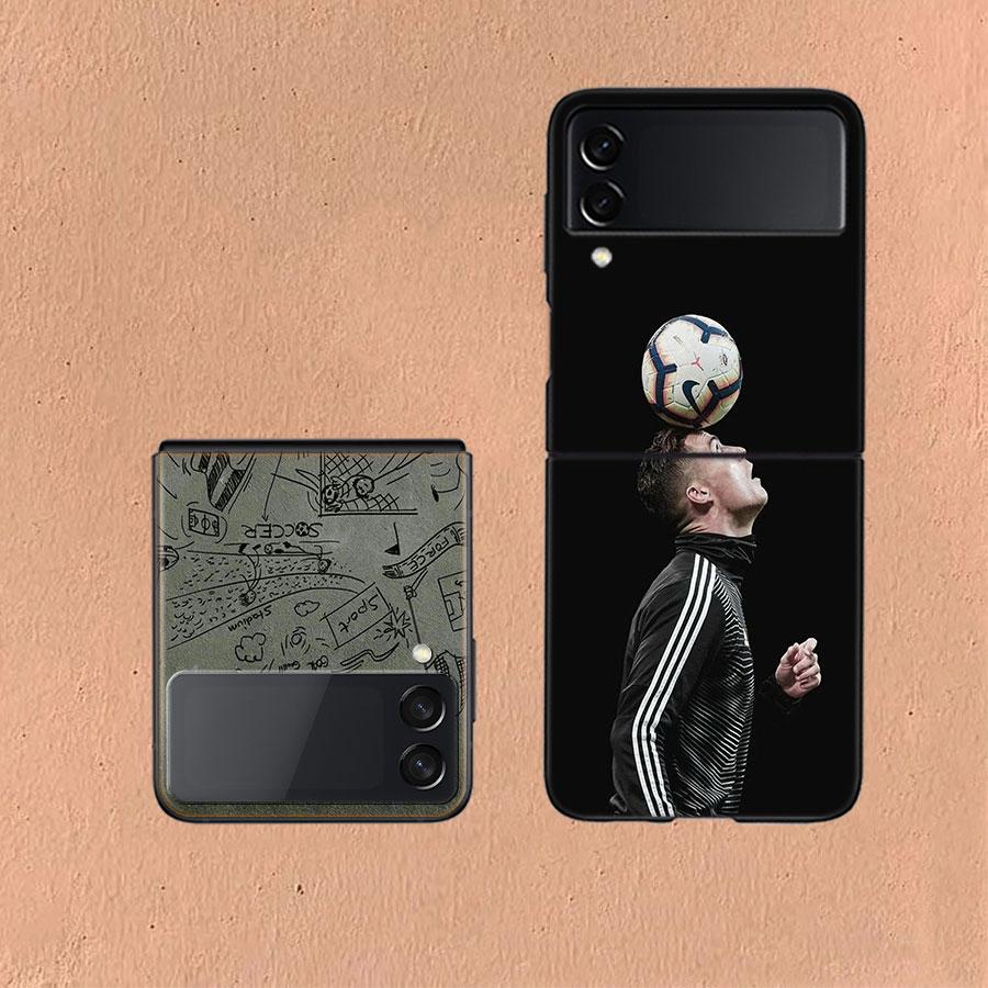 Football Soccer Ball Design For Samsung Galaxy Z Flip 5 4 3 Case Shockproof Hard Cover Phone Z Flip 6 7 5G Z Flip 5 4 5G TPU P