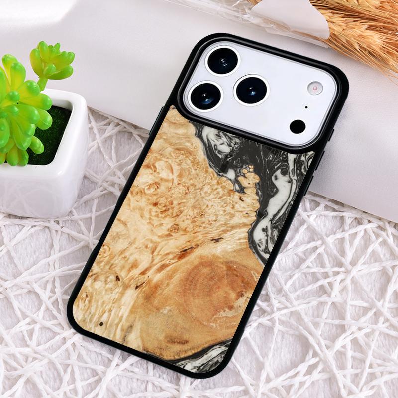 Traveler Protective Wood Resin Pattern Shockproof Phone Case for iPhone 17 Air 16e 15 11 12 14 13 Pro Max Cover Coque