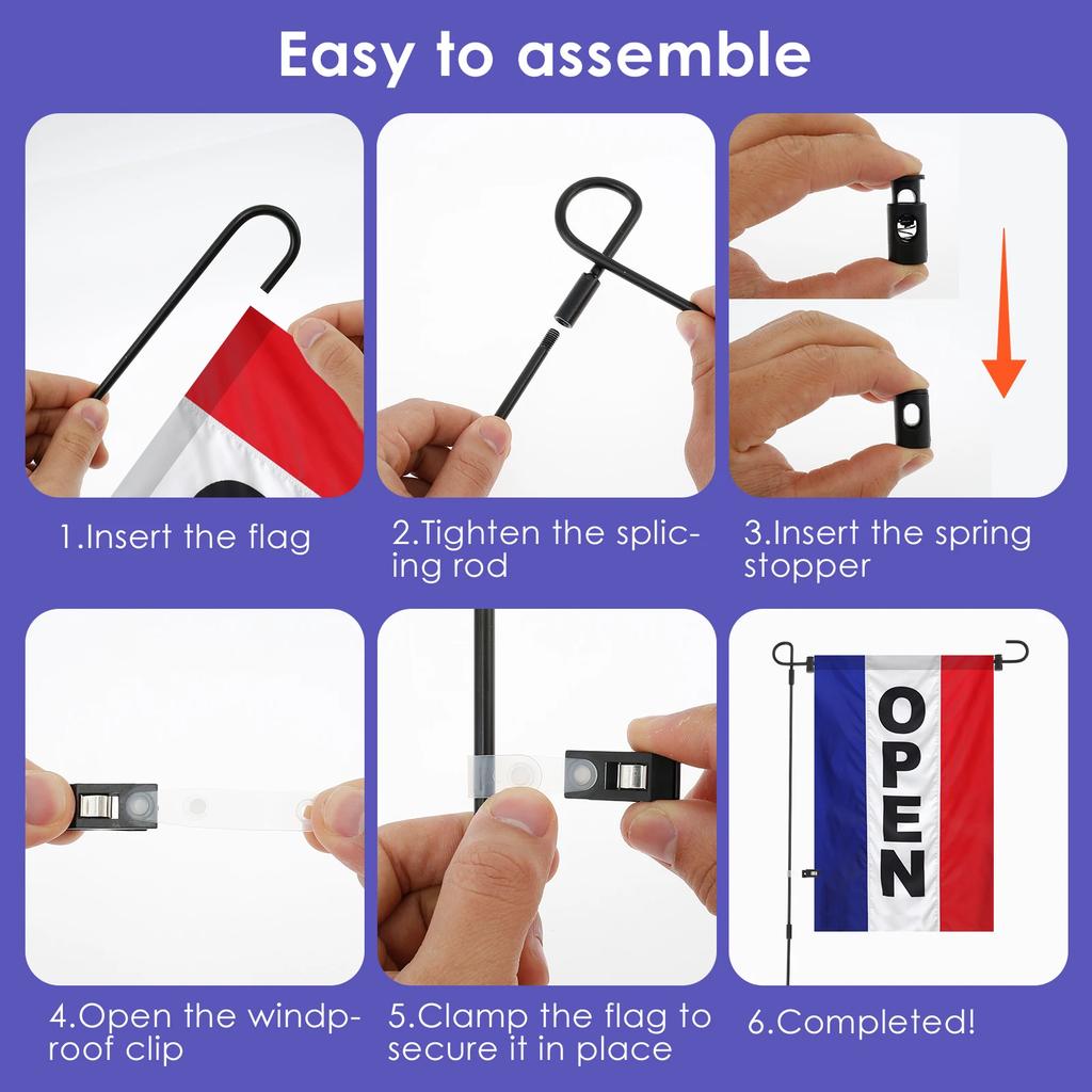 Garden Flag Holder Stand 34inch Rust Resistant Wrought Iron Flag Poles with Anti Wind Clips for 13inch Flags for Yard Lawn Decor