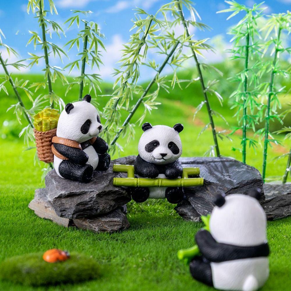 Micro Landscape Simulation Panda Ornaments 3D Panda Miniatures Cute Mini Panda Ornaments Office