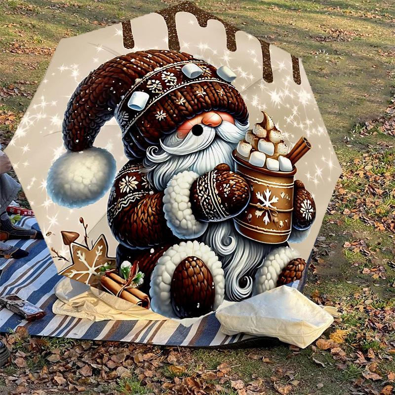 1PC Christmas Gnome Umbrella-8-Rib Reinforced Portable Folding Travel Suitable for All Seasons Outdoor Daily Use-H0395