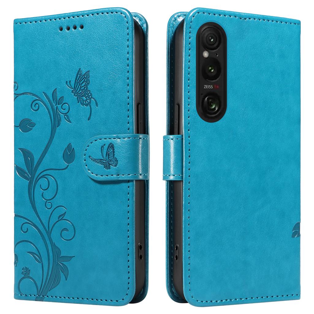 For Sony Xperia 1 VI PU Leather Cases Flower Pattern Wallet Stand Phone Cover with Strap