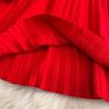 Spring Autumn Women College Stle Polo Color Full Sleeve Bowtie Knitted Sweater Mini Short Pullover Pleated Dresses