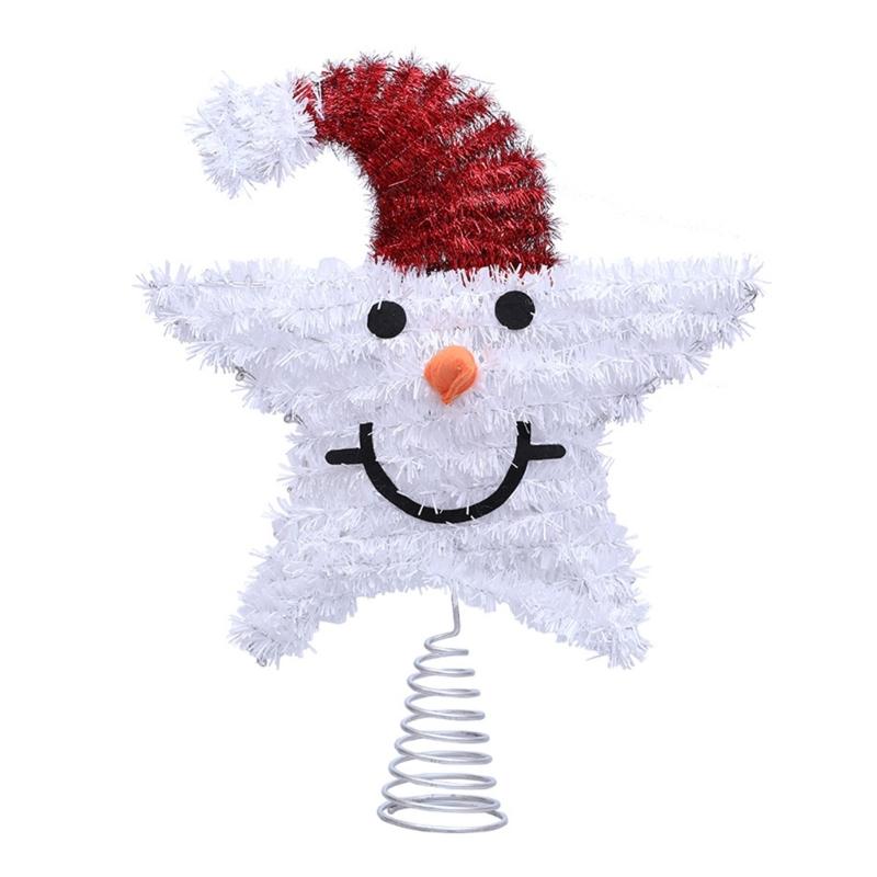

Festival Snowman Star Christmas Tree Toppers Warm Glowing Decoration Iron Crafted Tabletop Ornament