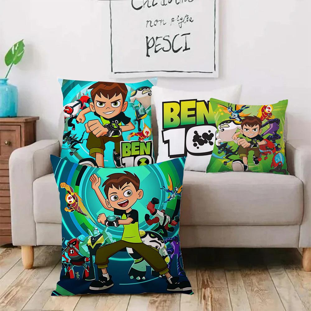 Anime B-Ben 10 Kissenbezüge Cartoon Sofa Dekoratives Zuhause Doppelseitiger Druck Kurzer Plüsch Niedlicher Kissenbezug