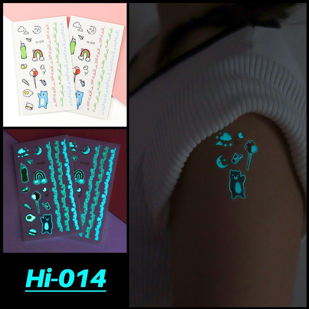 Fluorescent Star Feather Temporary Tattoos Blue Luminous Fake Tattoo Tattoo Sticker Body Art
