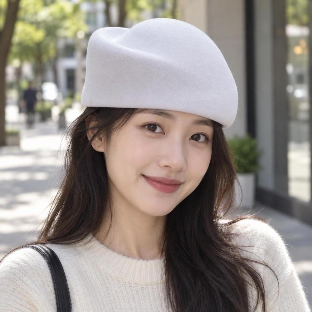 Elegant Style Pillbox Hat Versatile Design Airline Stewardess Caps Felt Fabric Beret Live Show