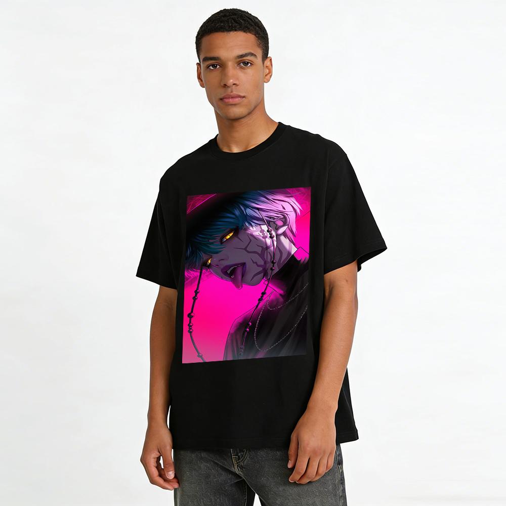 Dark Jujutsu Kaisen Gojo Satoru Printed T-shirt Anime Peripheral Loose Casual Top For Men Women Pure Cotton T-shirt