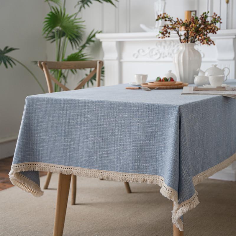 Xiaoxiang Silver Silk Tablecloth Solid Color Polyester Jacquard Fringed Rectangular Dining Table Coffee Table Tablecloth Cover Towel
