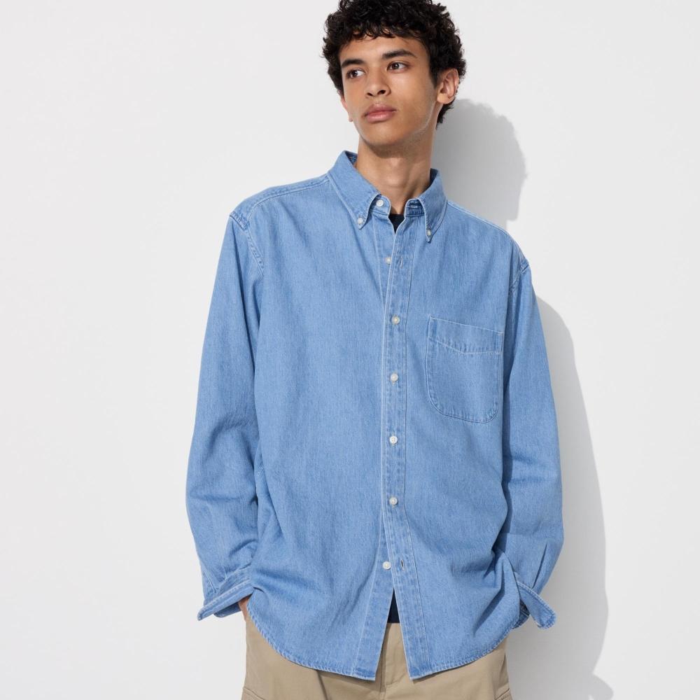 

Джинсовая рубашка UNIQLO с длинным рукавом