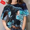 Halloween Pattern T Shirt For Women Witch 3d Printed Short Sleeves Summer Casual Oversized T-shirts O-neck Tops Tees Streetwear
