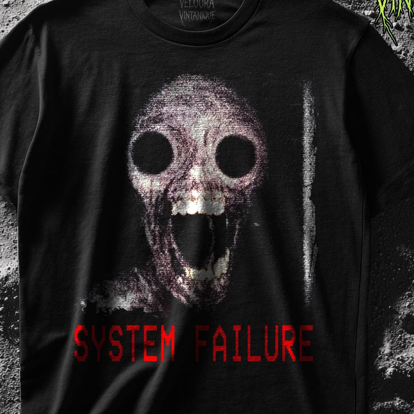 System Failure Horror T-Shirt: Creepy Glitch Skull L