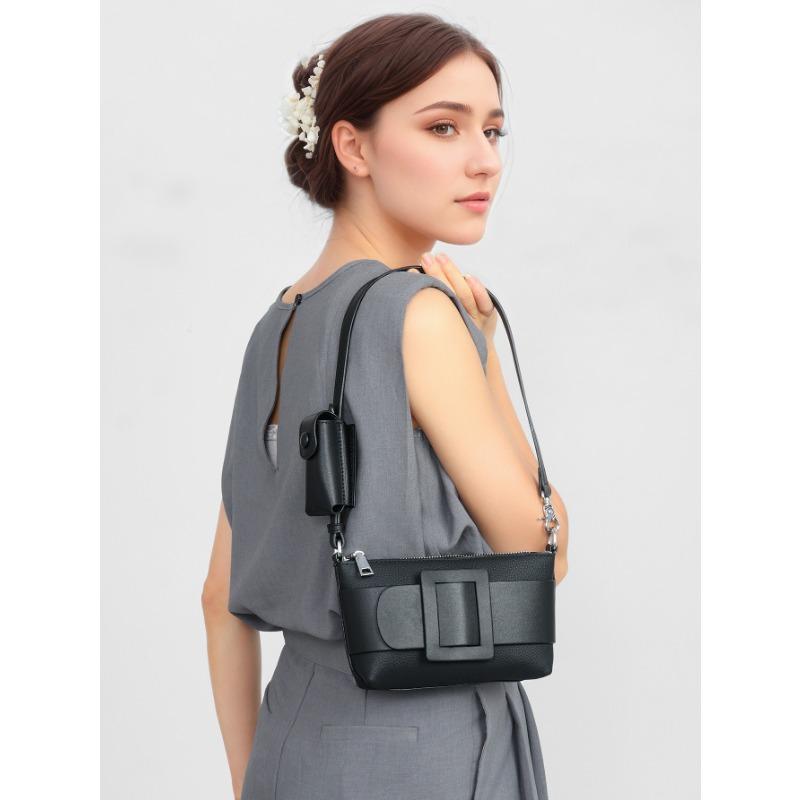 

Повседневная сумка кроссбоди из кожи на одно плечо для женщин, большой вместимости, высококлассная сумка под мышкой чёрный