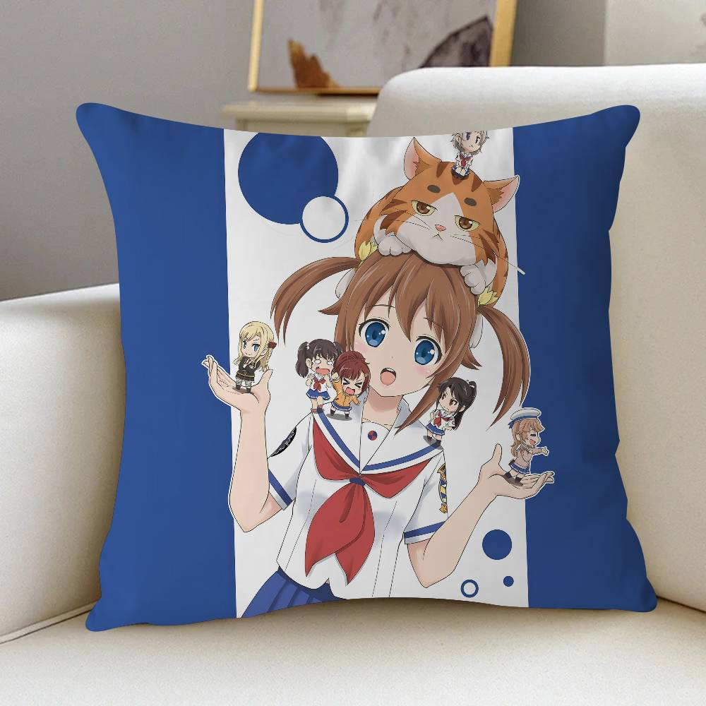 Anime H-High School Fleet Cushion Cover Decorative Pillow Sofa Home Decor Case Pillow Cases