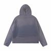 ERD Melancholy Blue Gradient Loose Washed Distressed American Style Hoodie