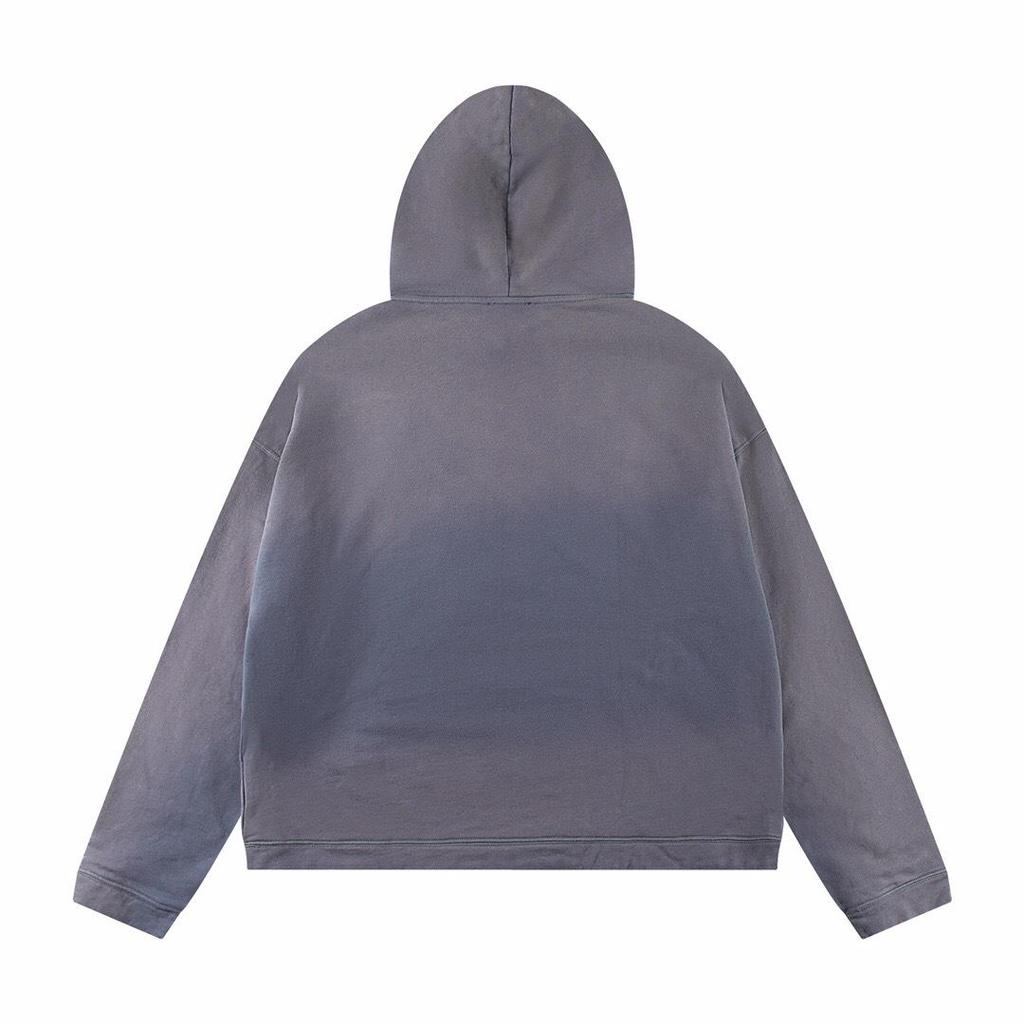 ERD Melancholy Blue Gradient Loose Washed Distressed American Style Hoodie