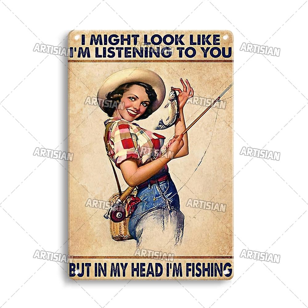 Artisian Fishing Metall-Poster, Sport, Weißblech, Köder, dekoratives Schild, Wanddekoration, Garage, Bar, Pub, Club, Hotel, Café, Küche, Zuhause