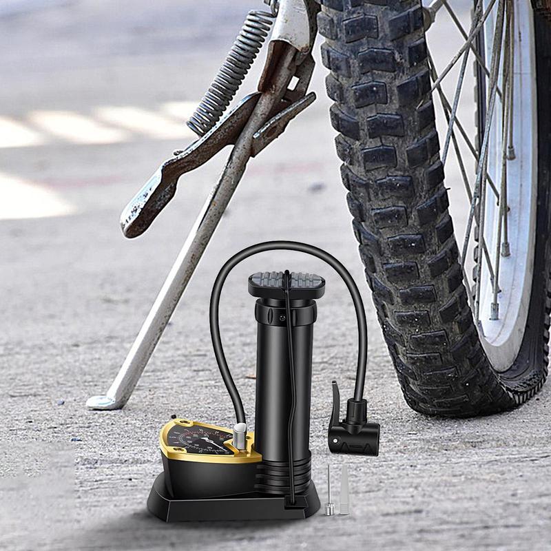 Bike Foot Pump Lightweight Car Foot Inflator With Pressure Gauge Portable Bike Tire Compressor for Sedan Motorcycle Pickup