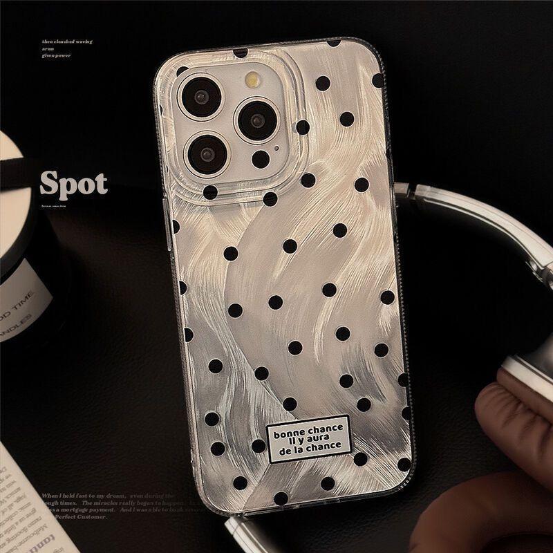 

The Screen Is Black Spots Suitable for Apple 16PROMAX Mobile Phone Case IPhone 15 Hard Shell 14 Niche 13 Big Hole 12 Simple Apple 12