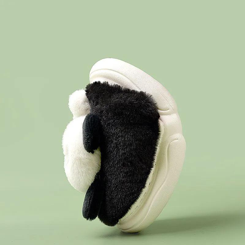 WTEMPO Unisex Niedliche Cartoon Panda Baumwollpantoffeln Rutschfest Warm Plüsch Indoor Zuhause Baumwollmischung Weiche Geschlossene Zehen Schuhe