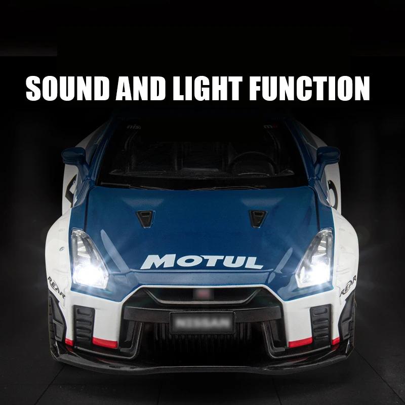 1/22 Nissan GTR Alloy Model Car Diecast Metal Toy Car Sound & Light Children Boys Toys Vehicle Collection Gifts A594