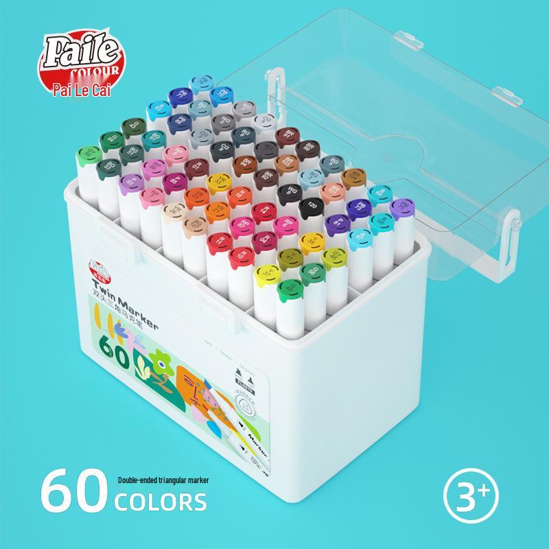 Popular Quick-Dry Double-Ended Marker Set: 12, 24, 36, 48, 60 Colors with Triangular Barrel and Eco-Friendly Ink.