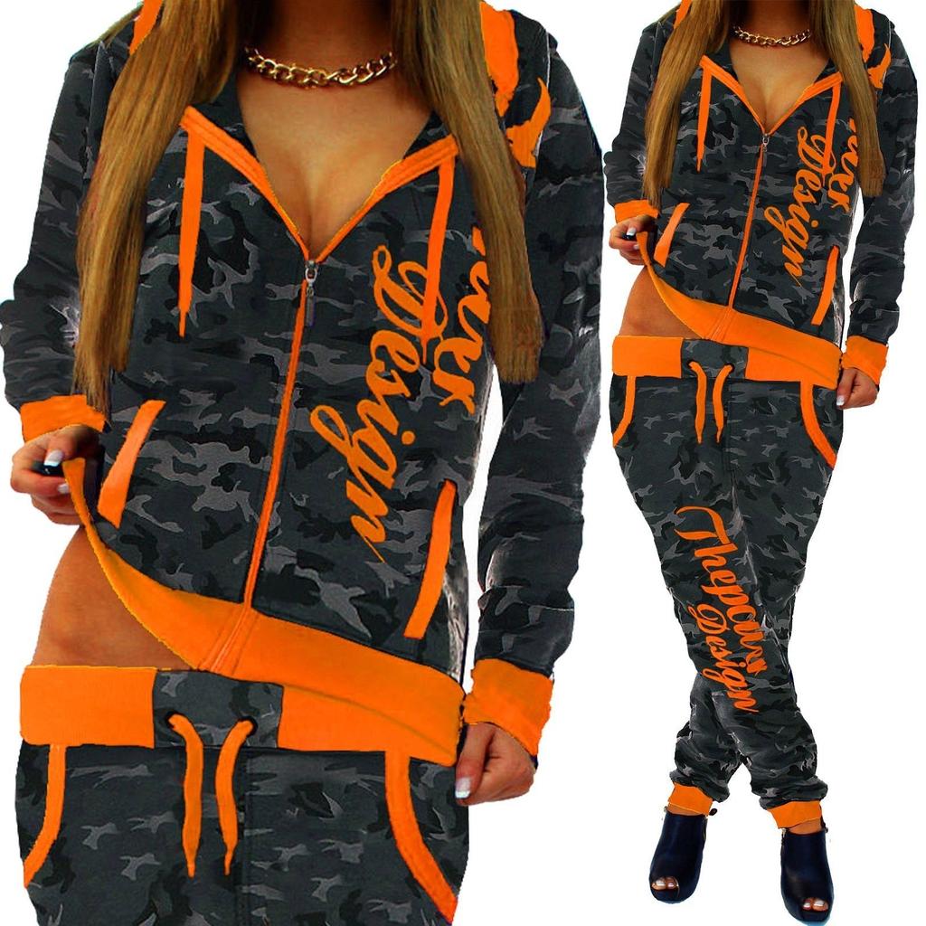Camouflage Ladies Jogging Jogging Pants Jacket Sports Suit Army Tracksuit