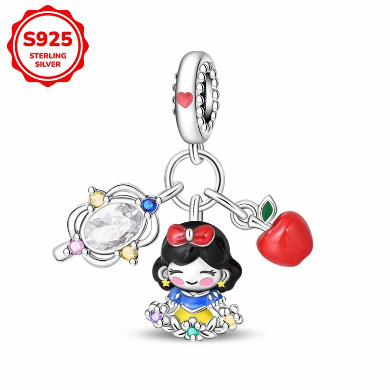 S925 Silver Princess Skirt Pumpkin Carriage Rose pendant bead Fit Bracelet DIY Jewelry Making For Women Gift