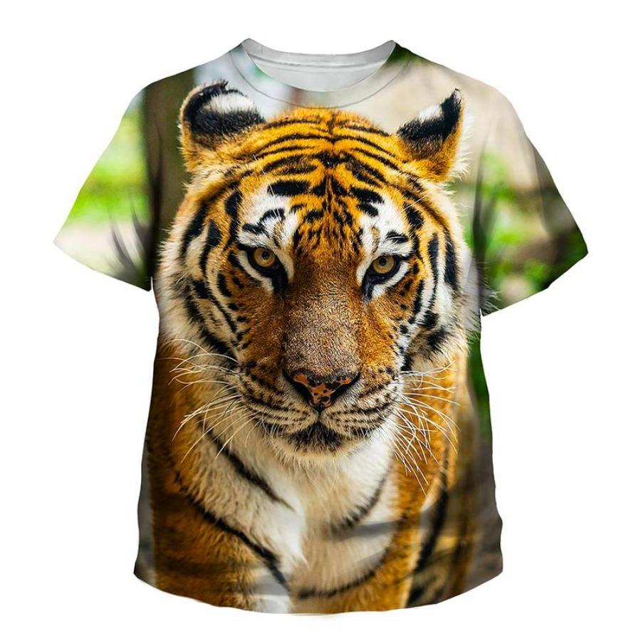 Kids Tiger T-shirt Funny Cool 3D Printed T-shirts Boys Girls Summer Casual Round Neck Top Tees