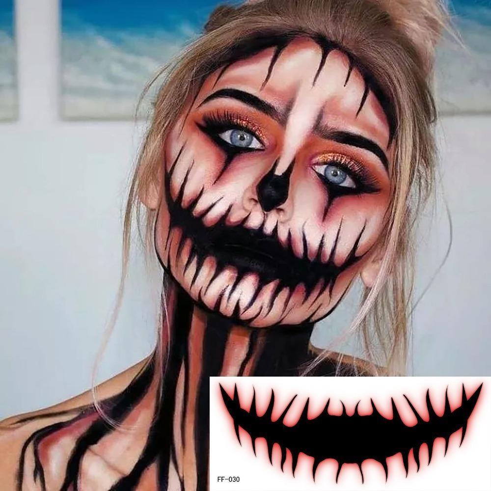 10 unids/set Halloween Horror boca tatuaje pegatina divertido maquillaje fiesta impermeable tatuaje pegatina