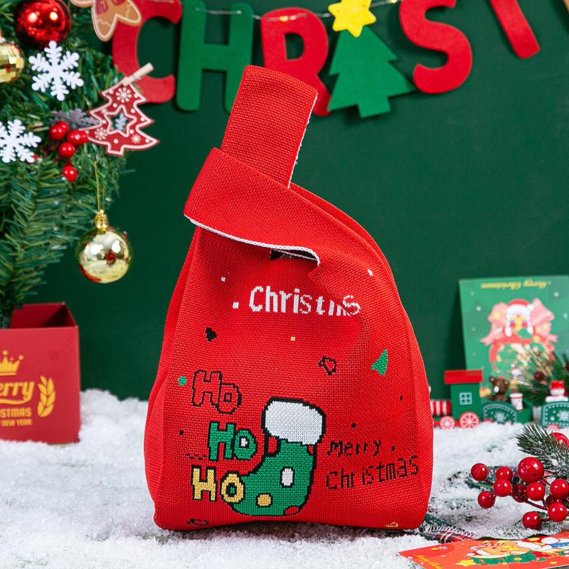 Ideal Christmas Day Gift; Cozy Knitted Gift Bag for Christmas Eve; Practical Candy Storage and Souvenir Bag.