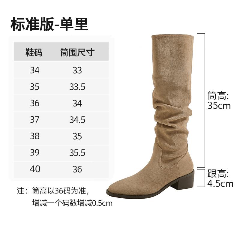 

Keep it for yourself~ Knight boots women s 2025 thick heel autumn and winter western boots tall retro thin pleated piled boots long boots 39