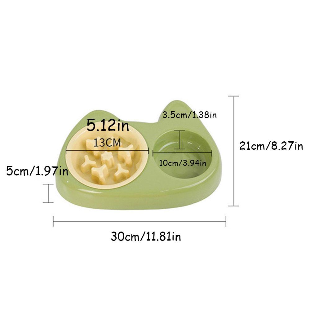 2-in-1 Slow Feeding Bowl for Pets with Double Stainless Steel Bowls - Anti-choking Food and Water Bowl for Dogs/cats,