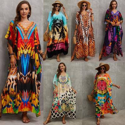Beach Vacation Loose-Fit Rayon Print Cover-Up Shirt