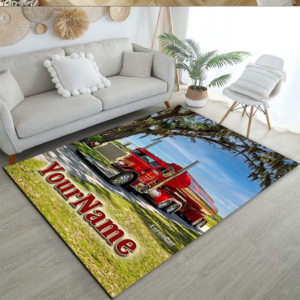 Peterbilt Heavy Trucks Customizable Name Area Rug Design for Foyer Playrooms Study room Decorate room Anti-slip Rug Anime Office Decor