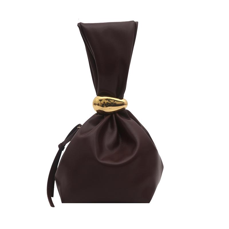 Винтажная плиссированная женская сумка-ведро: Большая вместимость, Модный, Эстетичный, Уникальный дизайн кофейный