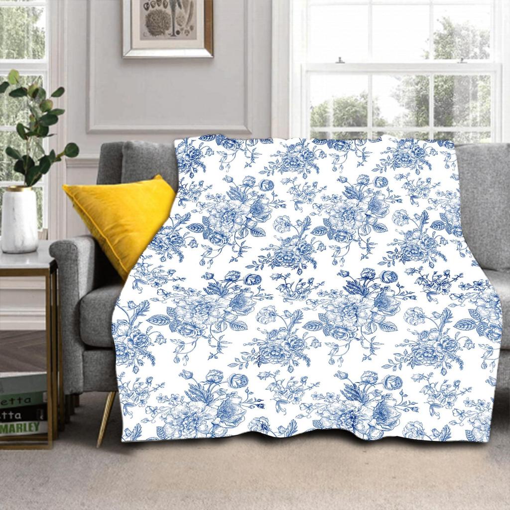 Love Heart Flowering Pumpkin Printed Blanket for Sofa Bed Travel Camping Living Room Office Conditioning Blanket
